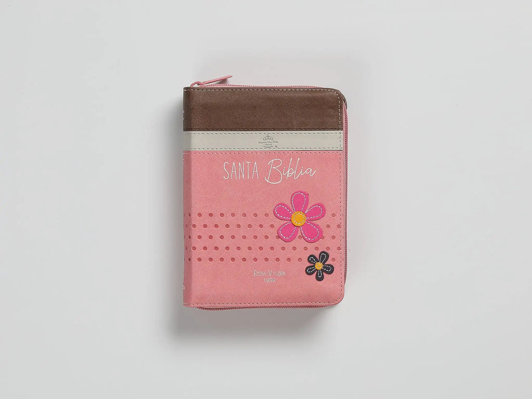 Biblia RVR60 025 cz PJR Primor Café/Beige/Rosa con flores