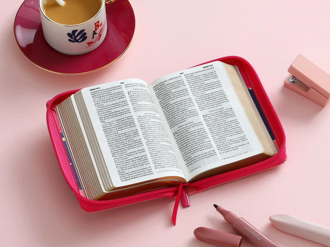 Biblia RVR60 025 cz PJR Primor Fucsia/lila/ rosa Luna