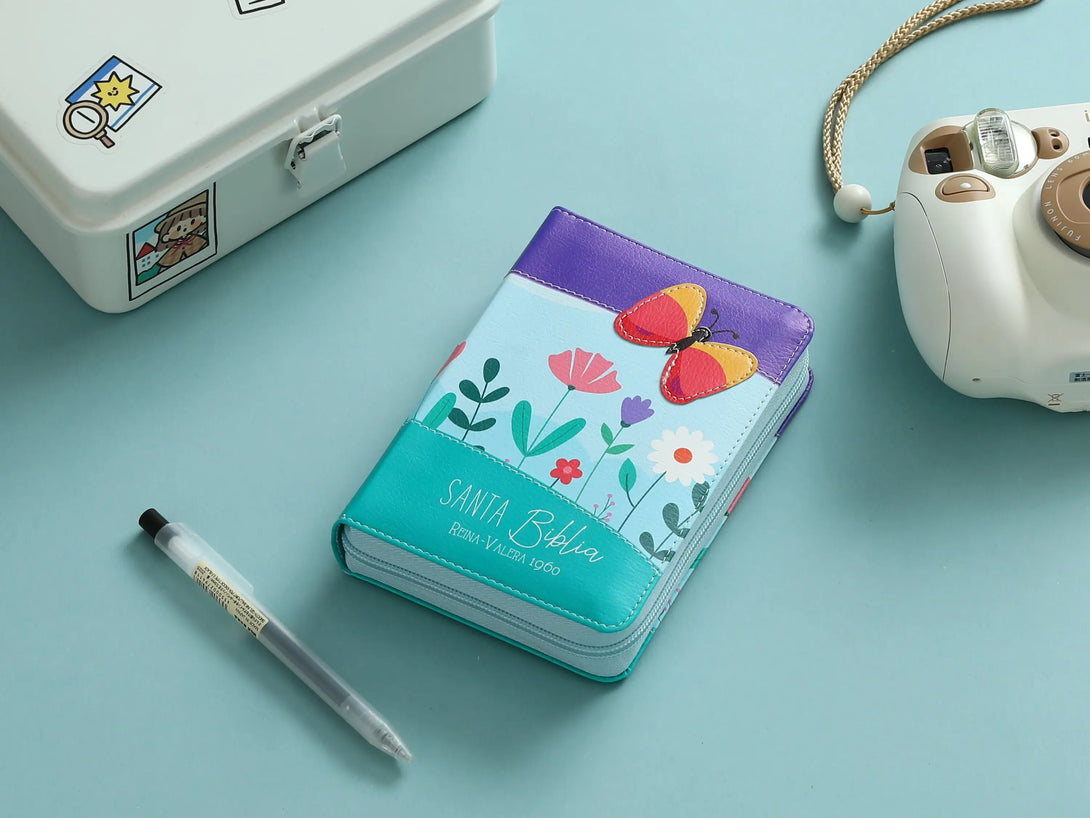 Biblia RVR60 025 cz PJR Primor Lila/azul/turquesa Mariposa