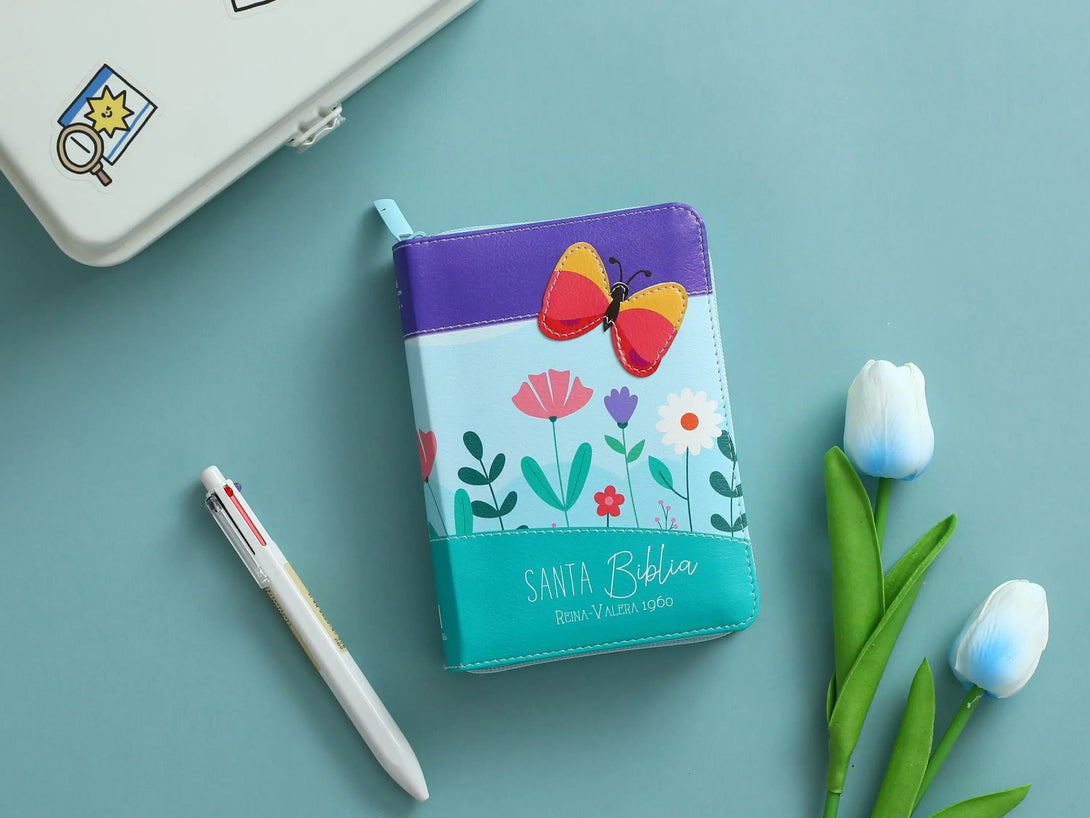 Biblia RVR60 025 cz PJR Primor Lila/azul/turquesa Mariposa
