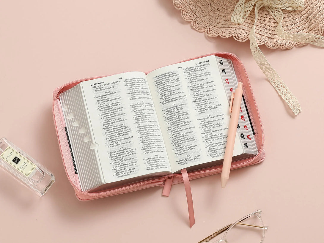 Biblia RVR60 025czti Abba Classic rosa/café - Biblias