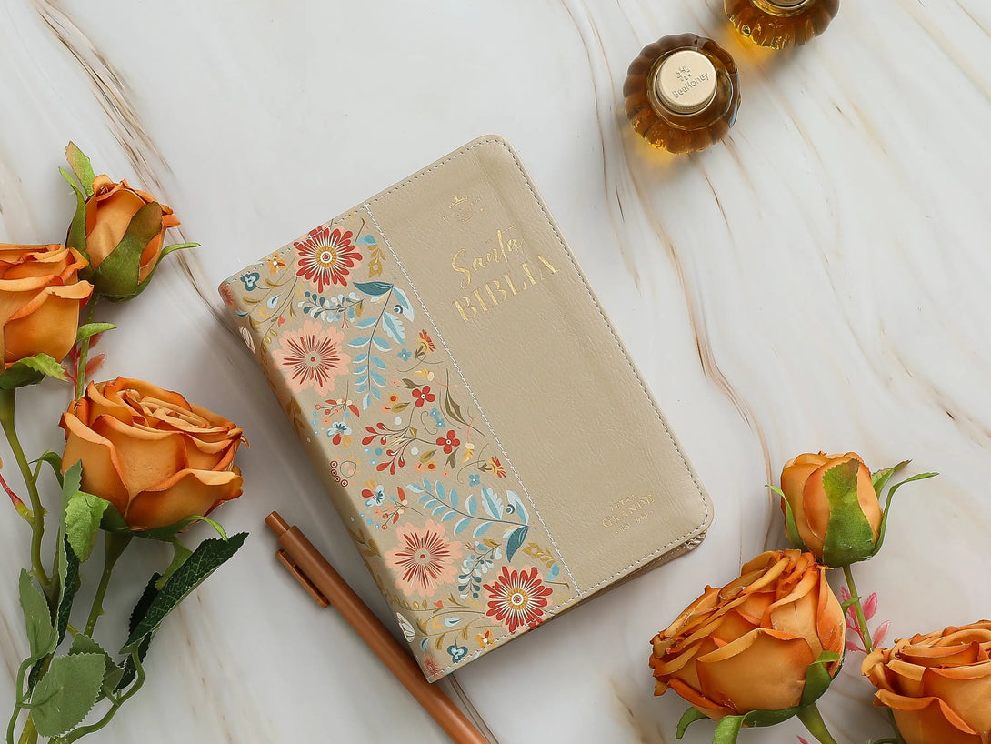Biblia RVR60 035c PJR CP Flores crema - Biblias