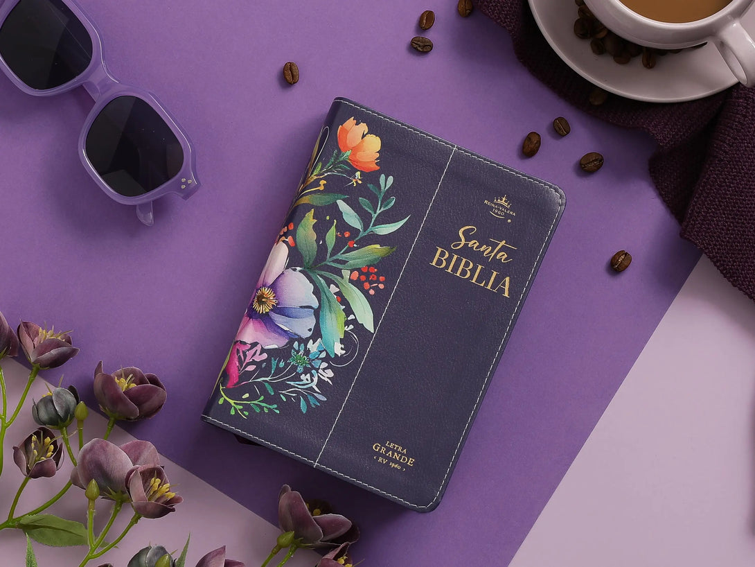 Biblia RVR60 035c PJR CP Flores Lila - Biblias