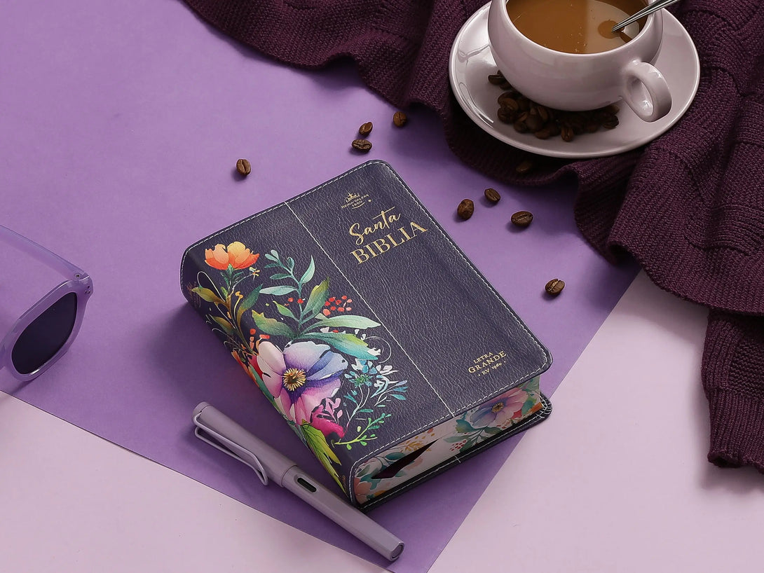 Biblia RVR60 035c PJR CP Flores Lila - Biblias