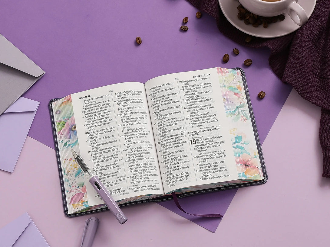 Biblia RVR60 035c PJR CP Flores Lila - Biblias