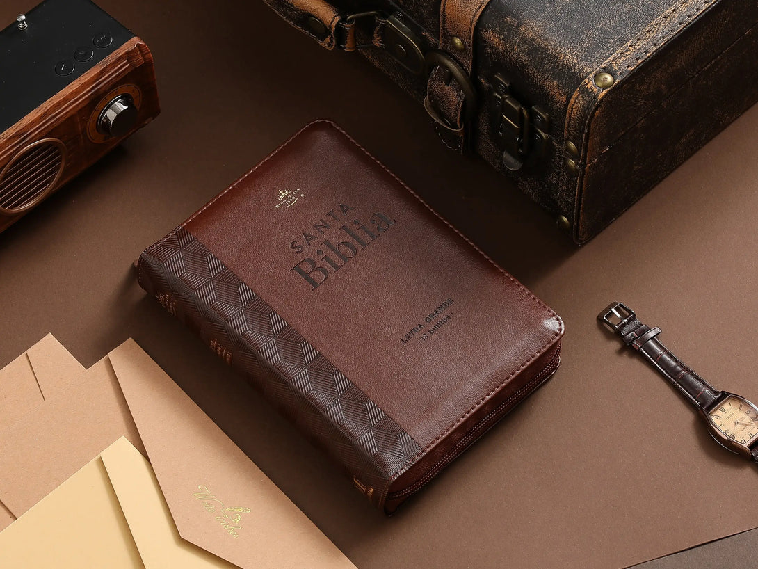 Biblia RVR60 035cz PJR i/piel café geométrico - Biblias