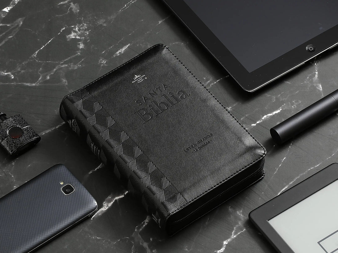 Biblia RVR60 035cz PJR i/piel negro geométrico - Biblias