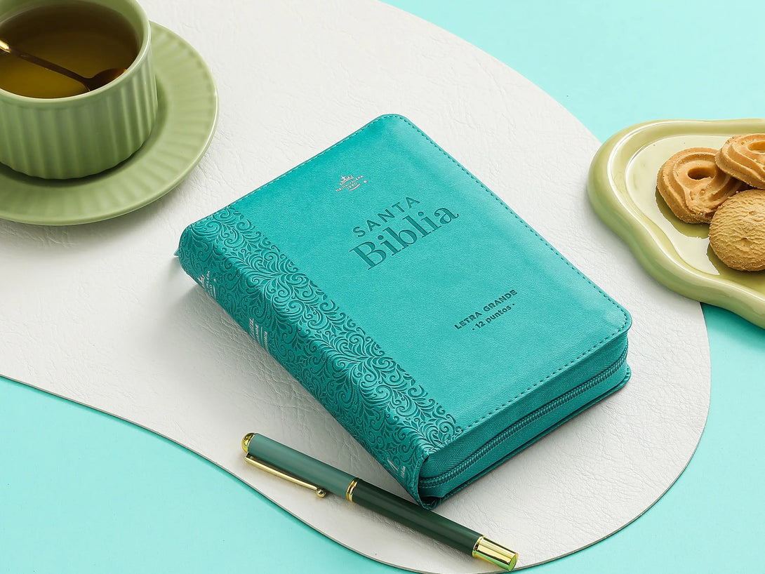 Biblia RVR60 035cz PJR i/piel turquesa floral - Biblias