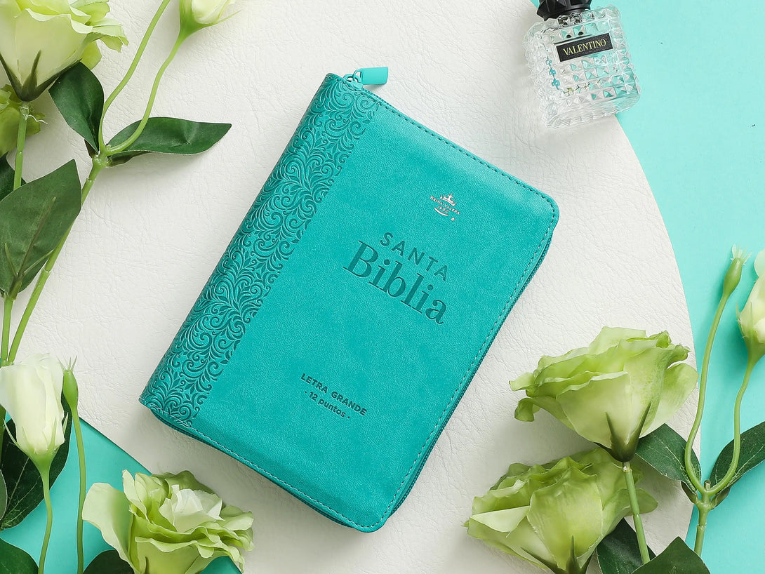 Biblia RVR60 035cz PJR i/piel turquesa floral - Biblias