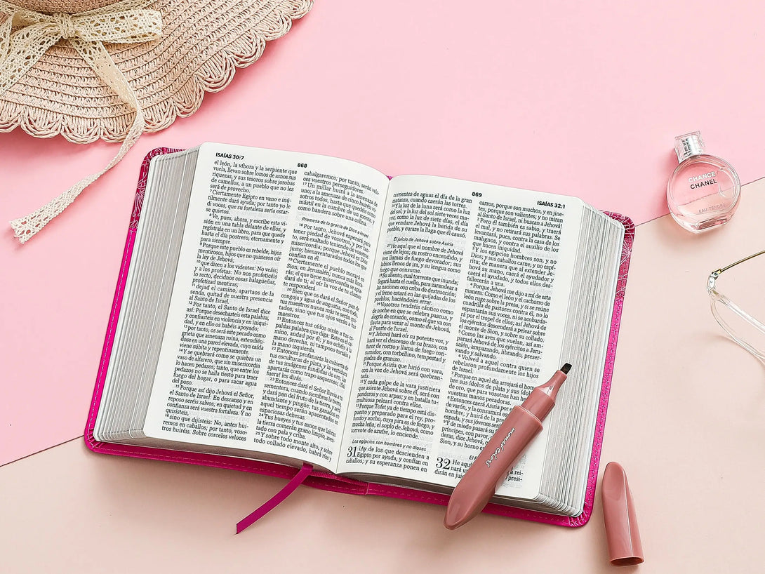Biblia RVR60 045c PJR 10 pts Rosa/ Rosa flores - Biblias