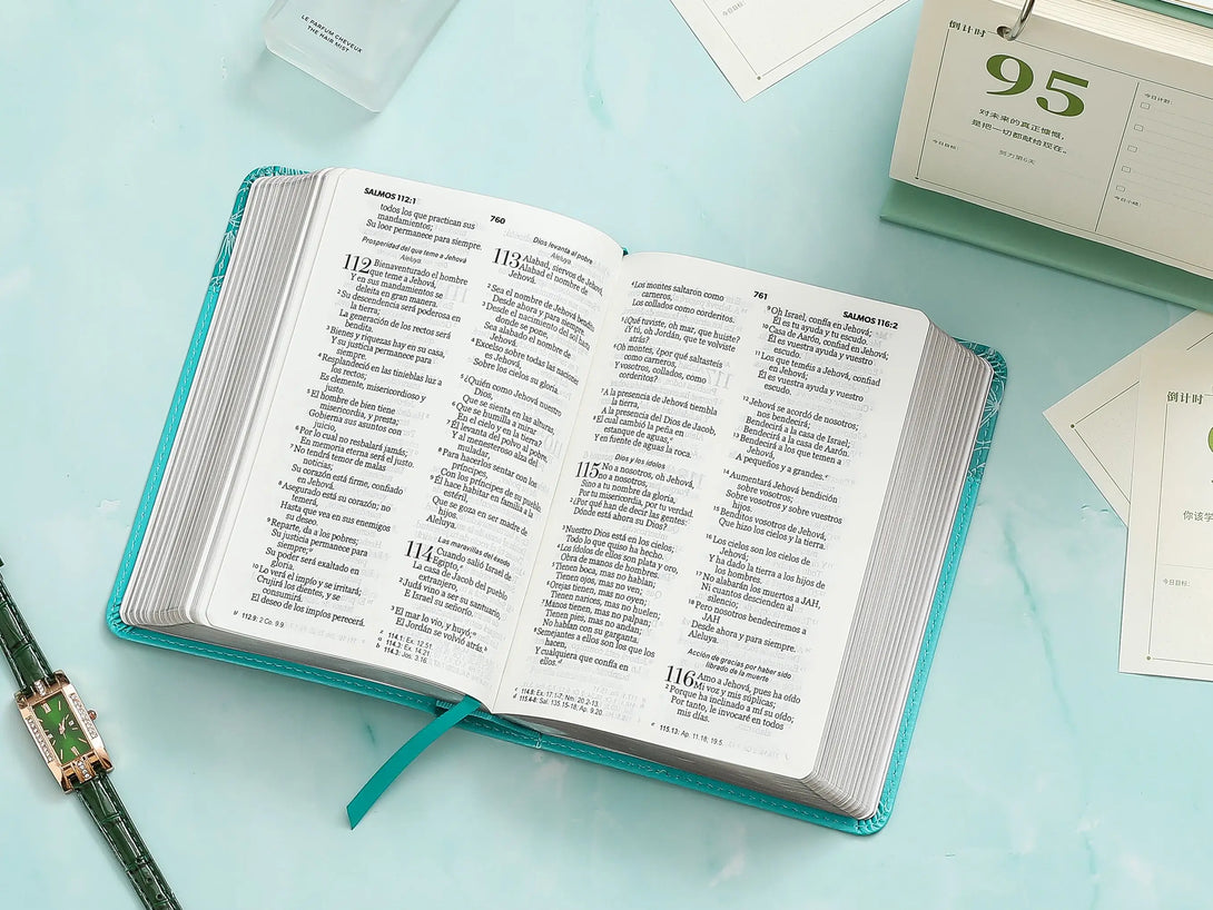 Biblia RVR60 045c PJR 10 pts Turquesa/turquesa flores