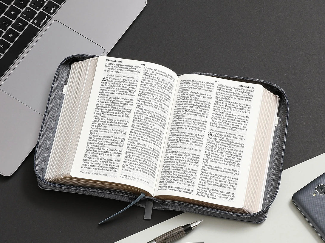 Biblia RVR60 045cz PJR 10 pts Tricolor negro/blanco/gris