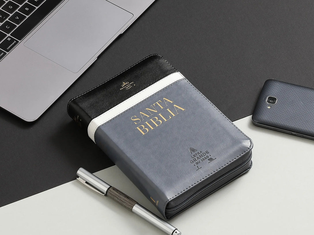 Biblia RVR60 045cz PJR 10 pts Tricolor negro/blanco/gris