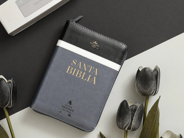 Biblia RVR60 045cz PJR 10 pts Tricolor negro/blanco/gris