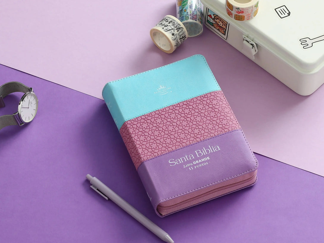 Biblia RVR60 045czti LG PJR Tricolor Azul/rosa/lila