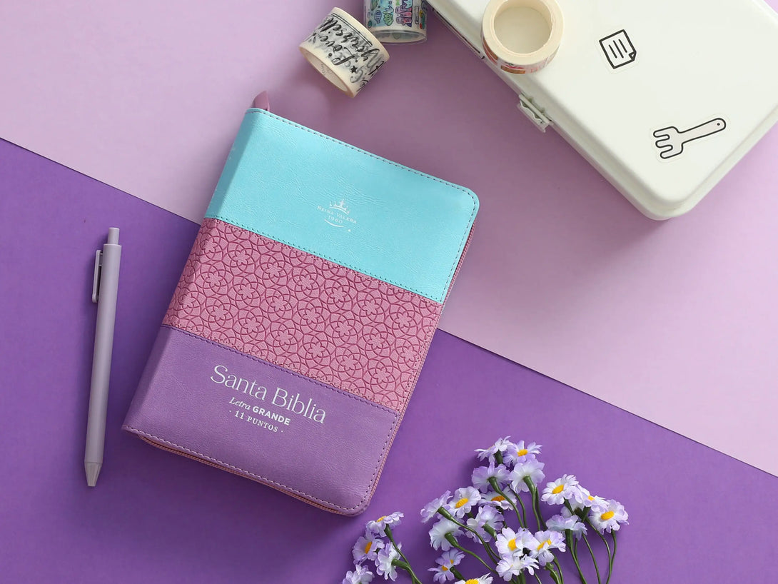 Biblia RVR60 045czti LG PJR Tricolor Azul/rosa/lila