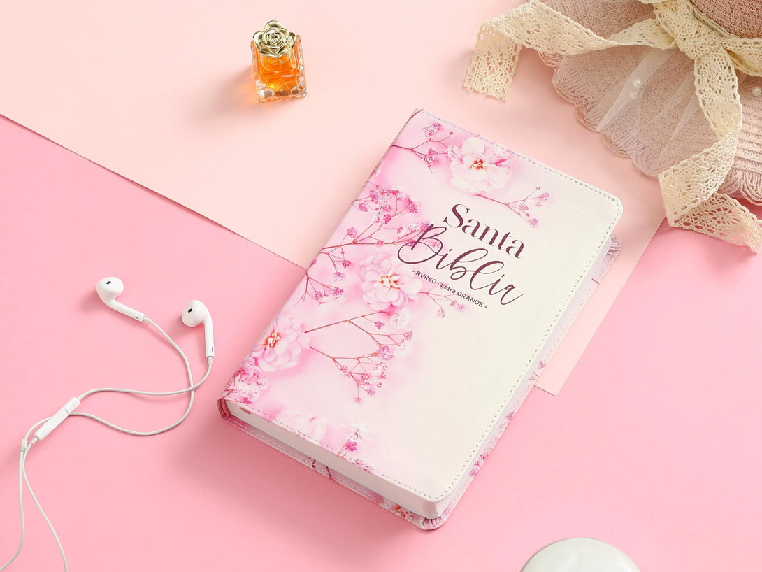 Biblia RVR60 062c LG PJR F flex flores rosas - Biblias
