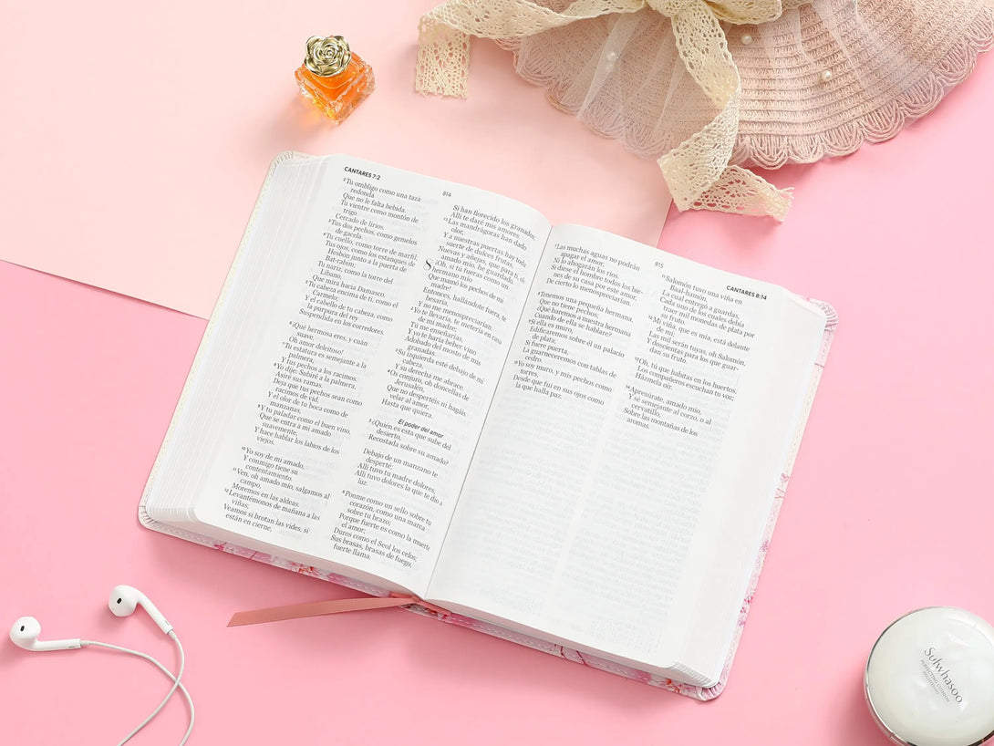 Biblia RVR60 062c LG PJR F flex flores rosas - Biblias