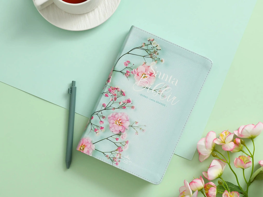 Biblia RVR60 062c LG PJR F flex flores turquesas - Biblias
