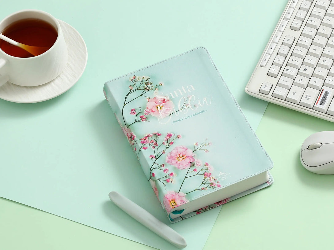 Biblia RVR60 062c LG PJR F flex flores turquesas - Biblias