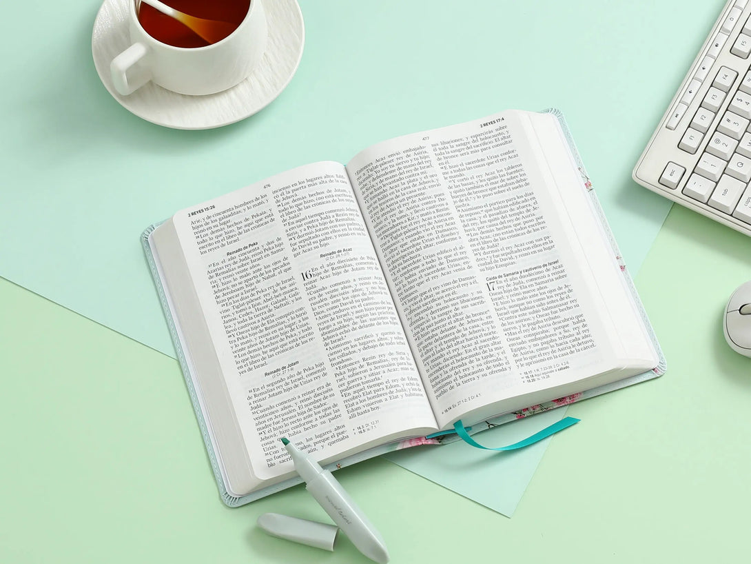 Biblia RVR60 062c LG PJR F flex flores turquesas - Biblias
