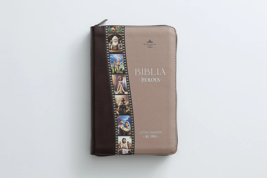Biblia RVR60 065cz Héroes i/piel café/café con cierre