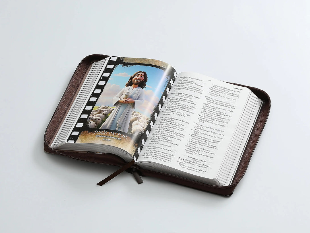 Biblia RVR60 065cz Héroes i/piel café/café con cierre