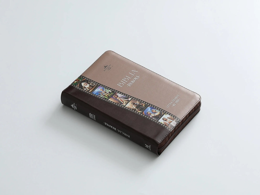 Biblia RVR60 065cz Héroes i/piel café/café con cierre