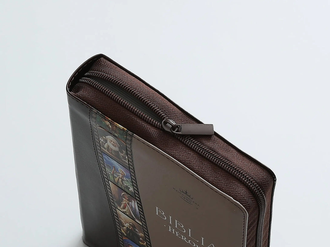 Biblia RVR60 065cz Héroes i/piel café/café con cierre
