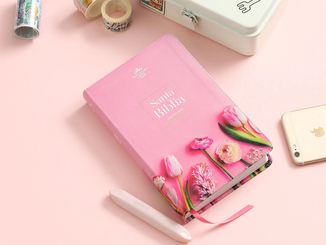 Biblia RVR60 065LG c Supreme flores en rosa - Biblias