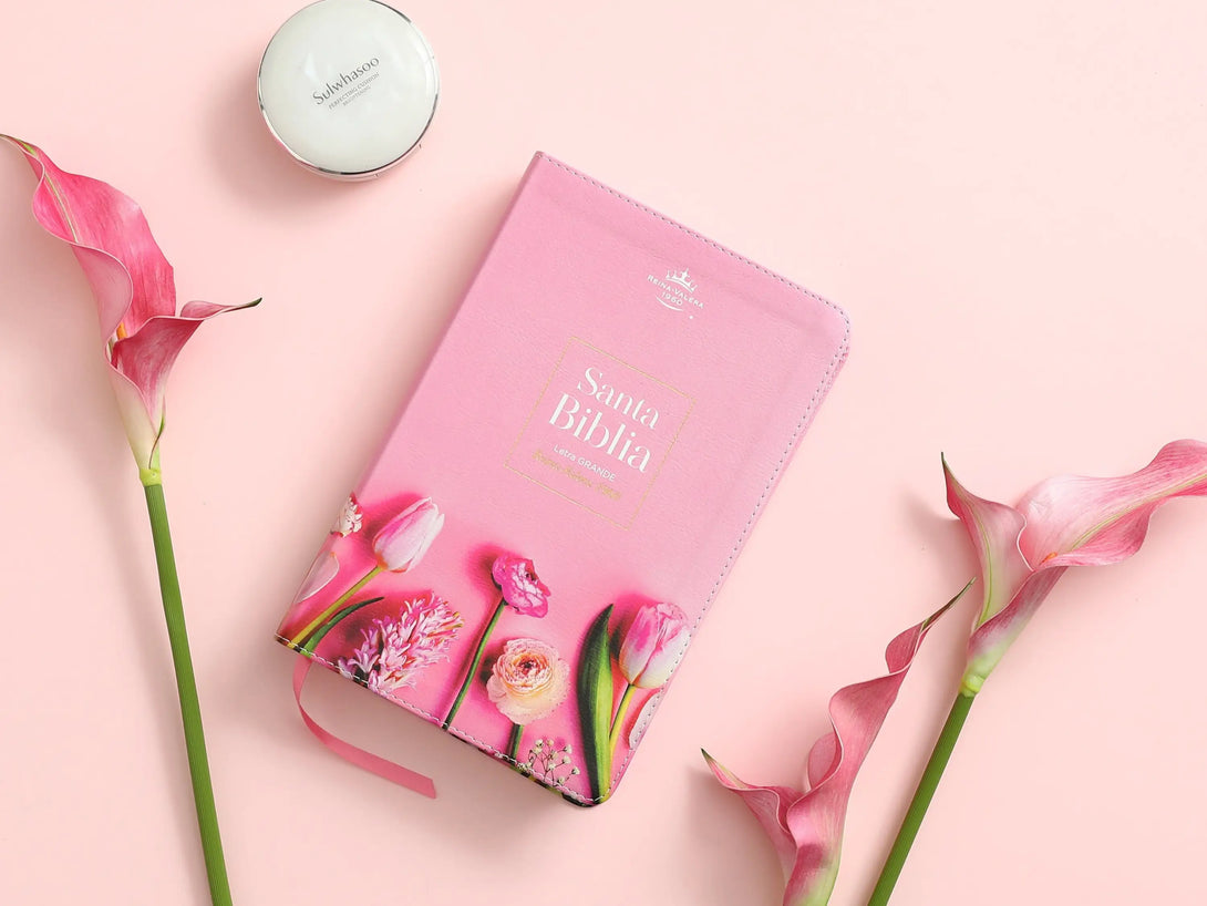 Biblia RVR60 065LG c Supreme flores en rosa - Biblias