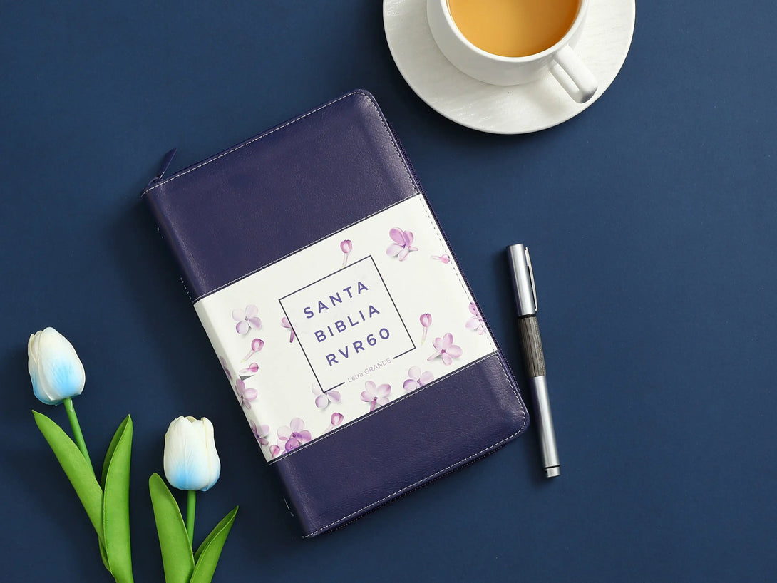 Biblia RVR60 065LG czti Tricolor lila/flores/lila - Biblias