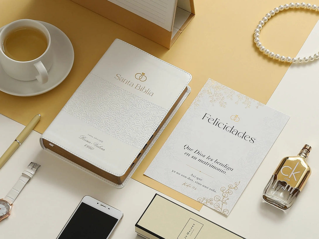 Biblia RVR60 de Bodas Canto Dorado 065cti PJR Con caja