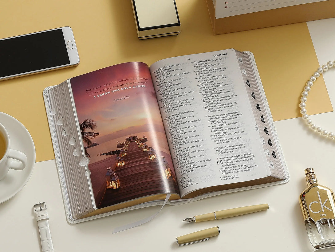 Biblia RVR60 de Bodas Canto Dorado 065cti PJR Con caja