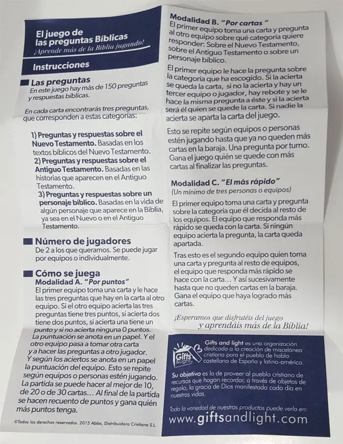 Juego de las preguntas bíblicas. Nivel intermedio