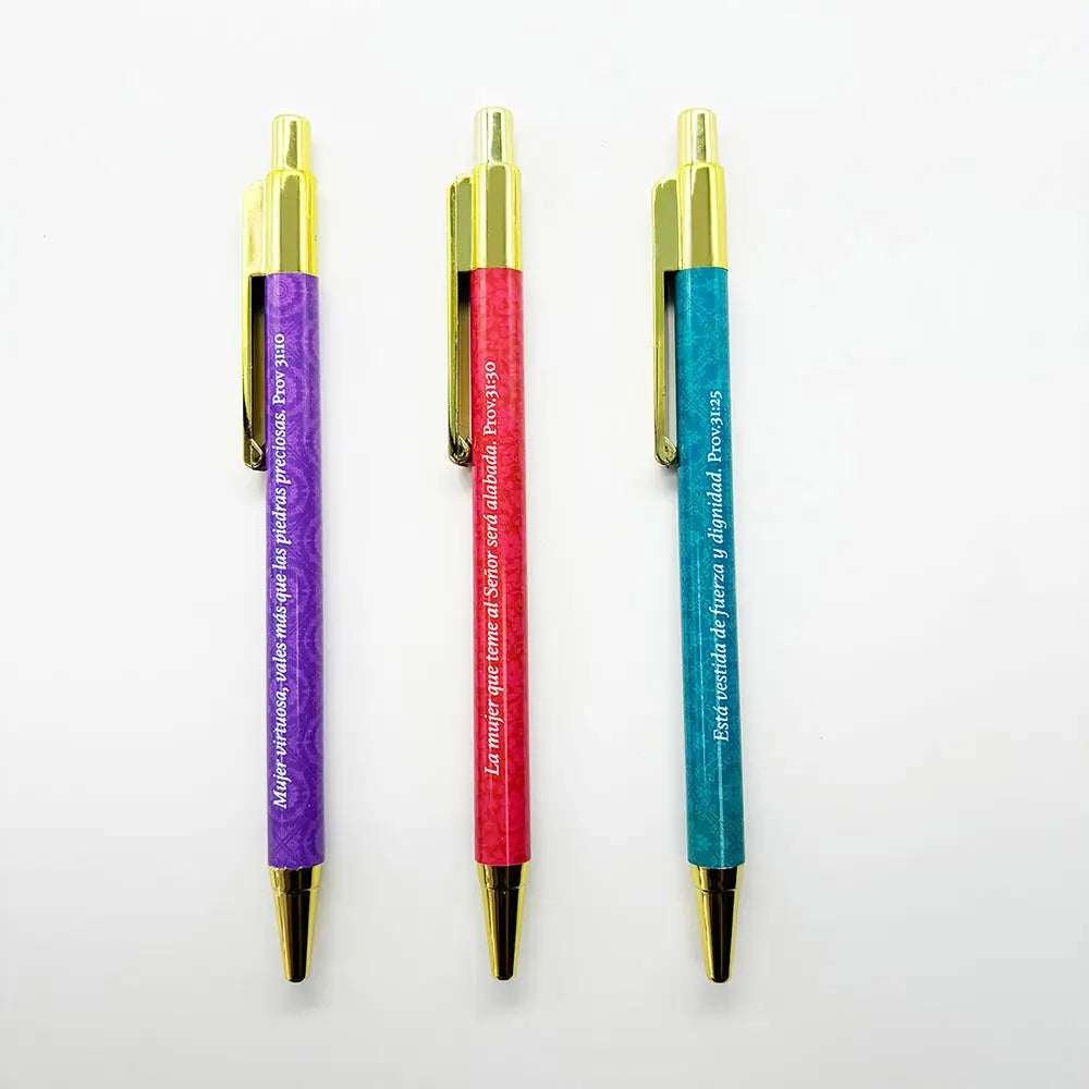 Pack 3 bolígrafos de lujo. Mujer de Dios