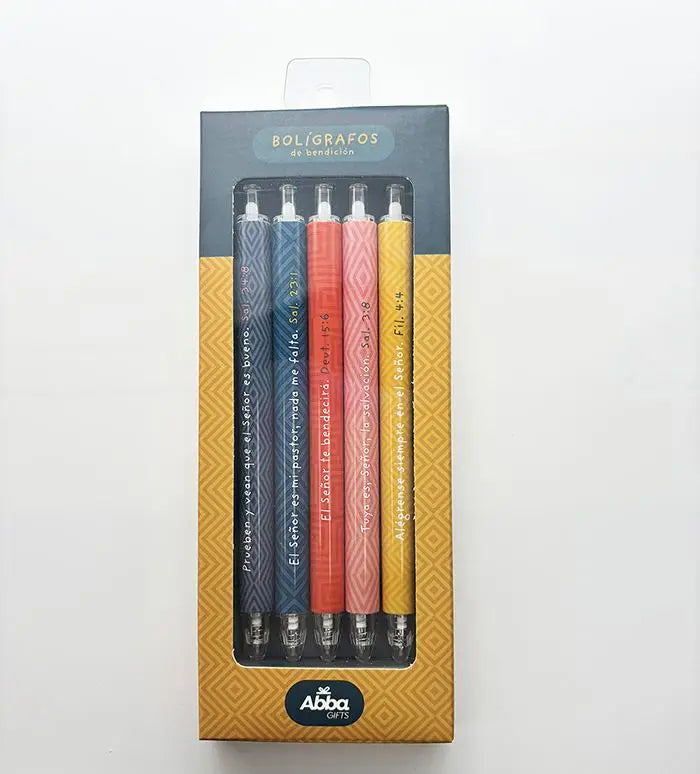 Pack 5 bolígrafos en caja. Bendición