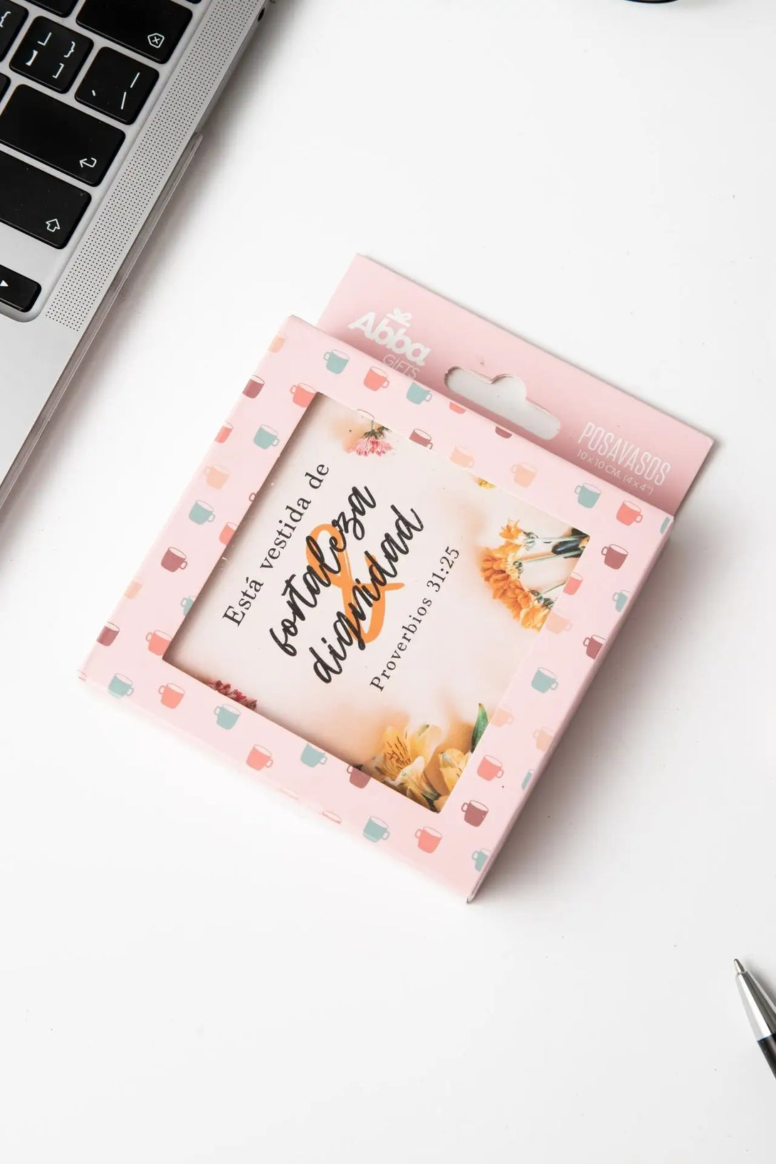 Pack de 6 posavasos con versículos bíblicos. Primavera
