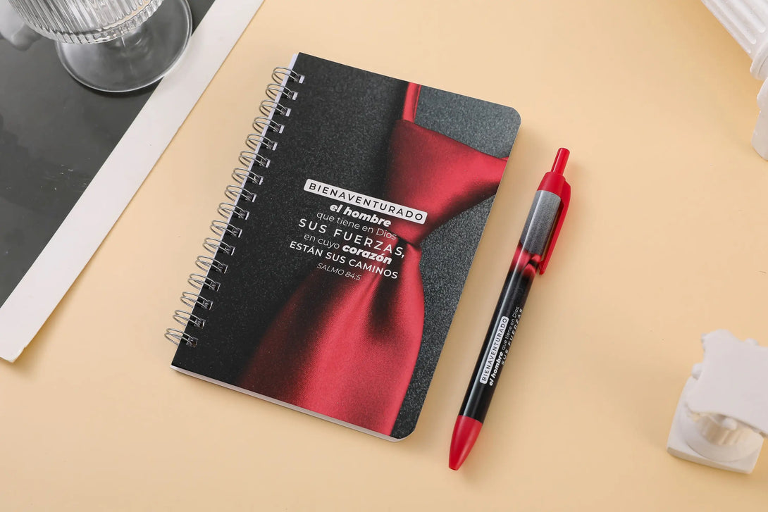Pack libreta anillas con bolígrafo. Bienaventurado el hombre