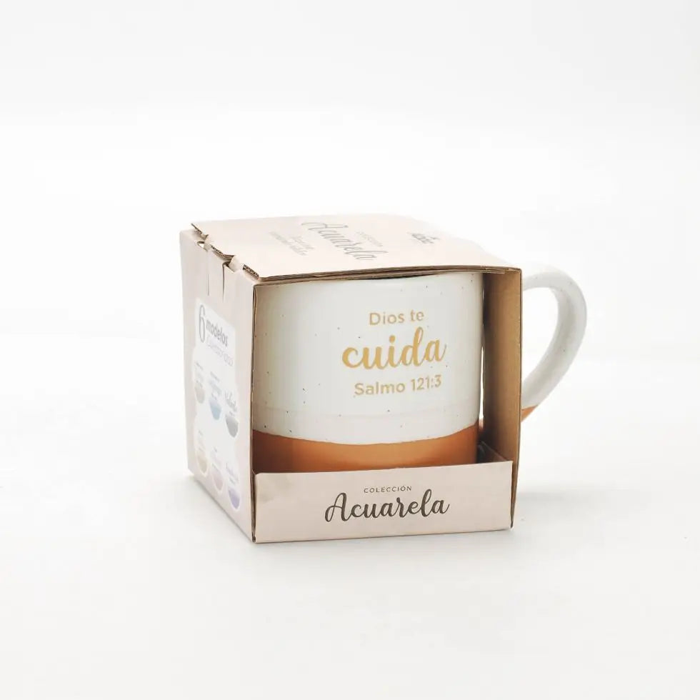 Taza 10 OZ. Colección Acuarela. Dios te cuida