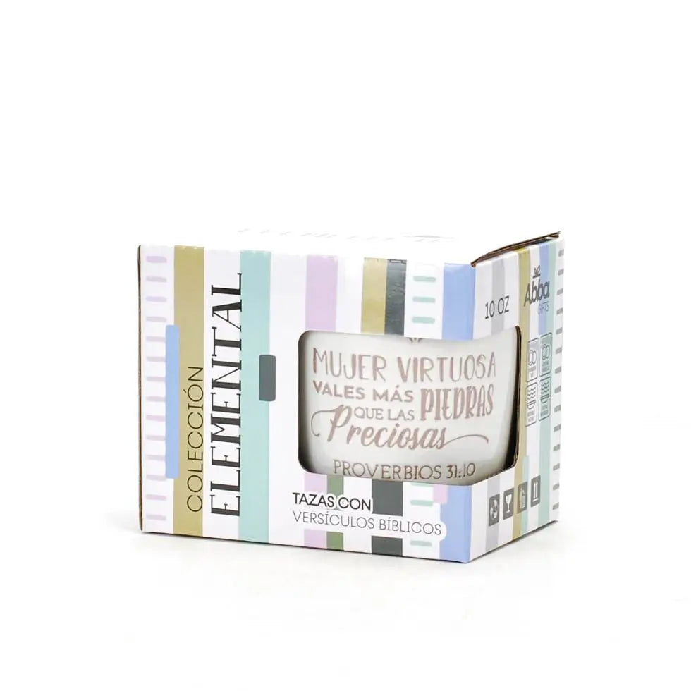 Taza 10 Oz. Colección elemental. Mujer virtuosa