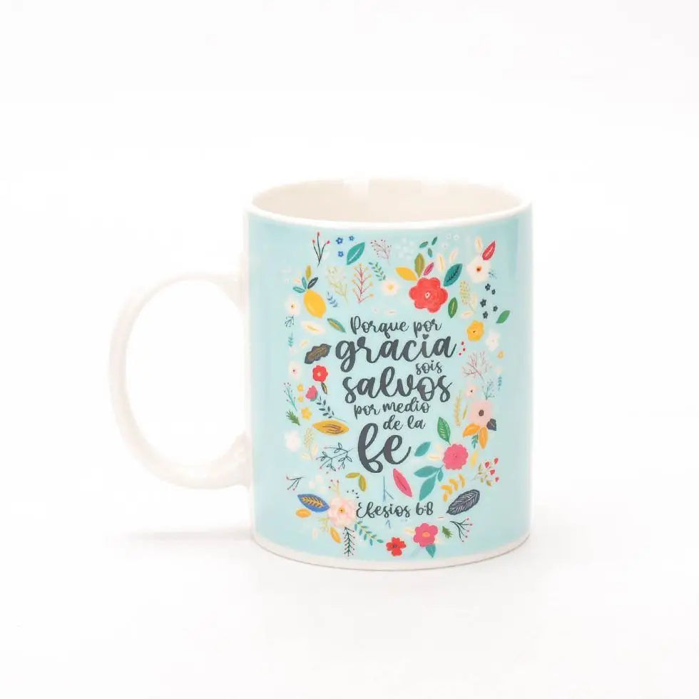 Taza 12 OZ. Colección Ideal. Por gracia sois salvos