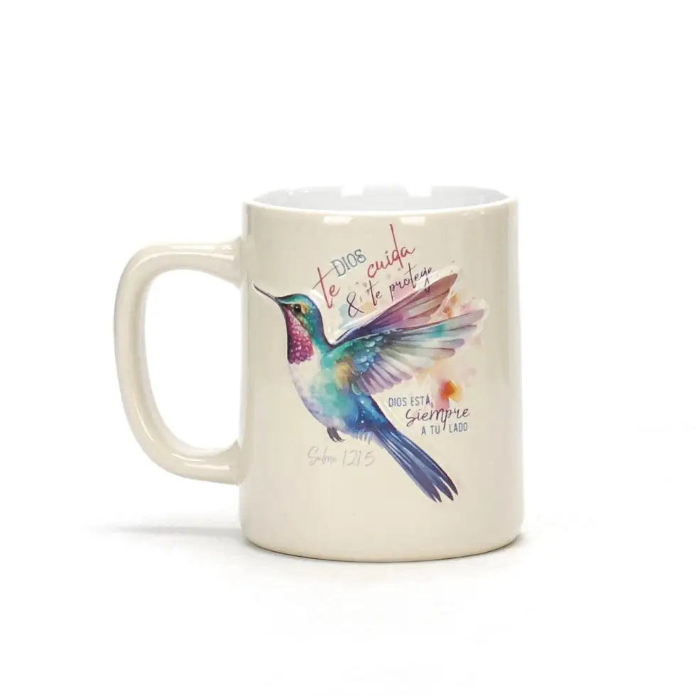 Taza 16 OZ. Colección prominencia con relieve. Dios te cuida