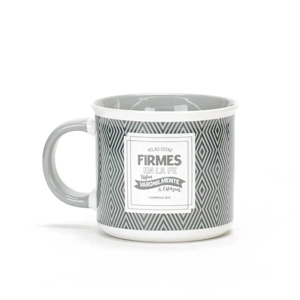 Taza 18 OZ.Colección Valiente. Velad estad firmes.