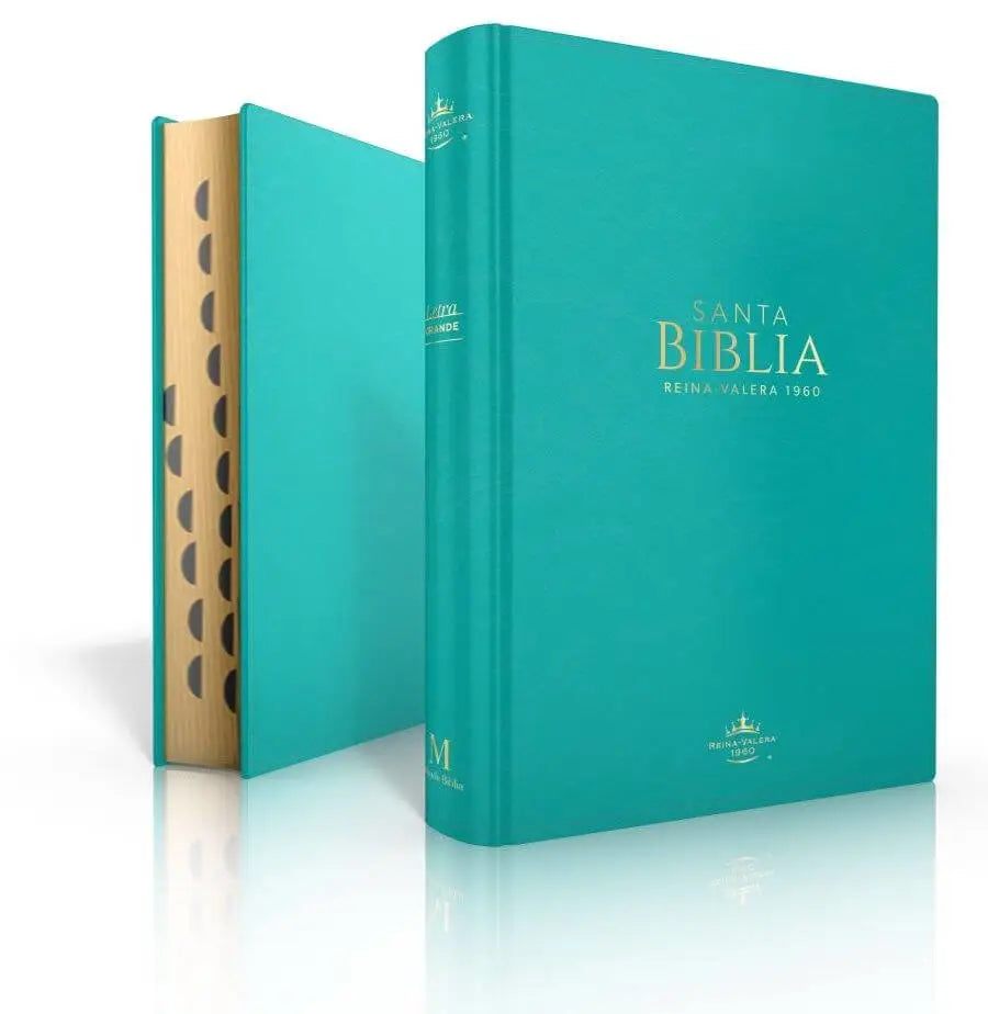 Biblia Reina Valera 1960 tamaño manual letra grande 12 puntos- Imitación Piel turquesa con índice. Colección clásica