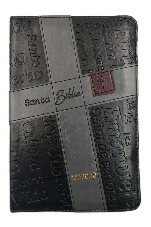 Biblia Reina Valera 2020 Letra Grande 10 puntos tamaño portátil modelo cruz negro con cierre