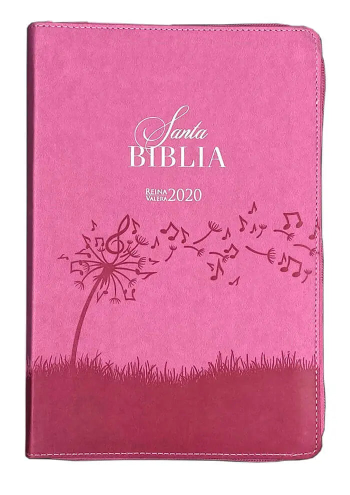 Biblia Reina Valera 2020 Letra Grande 12 puntos, colección Motivos de fe rosa música con cierre