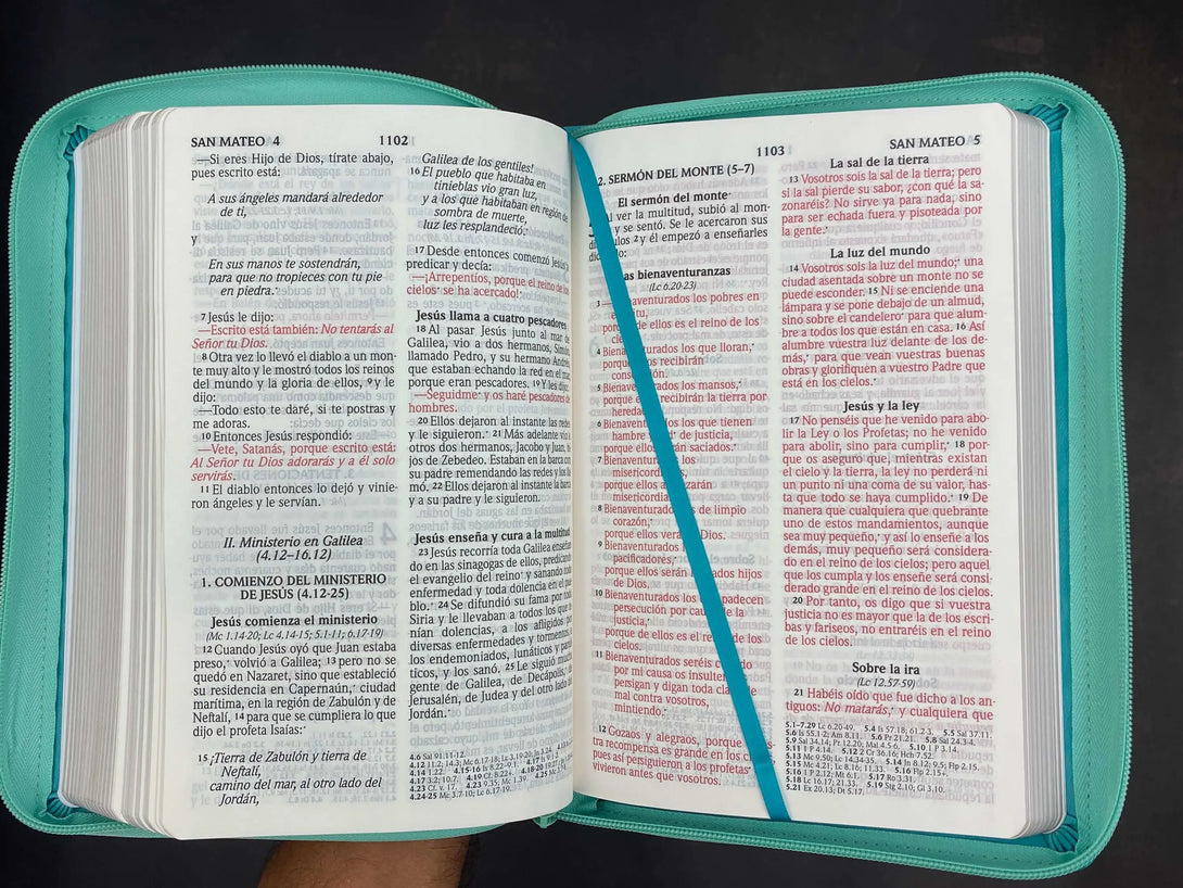 Biblia Reina Valera 2020, tamaño manual, Letra Grande 12 puntos Colección Motivos de fe turquesa espigas con cierre