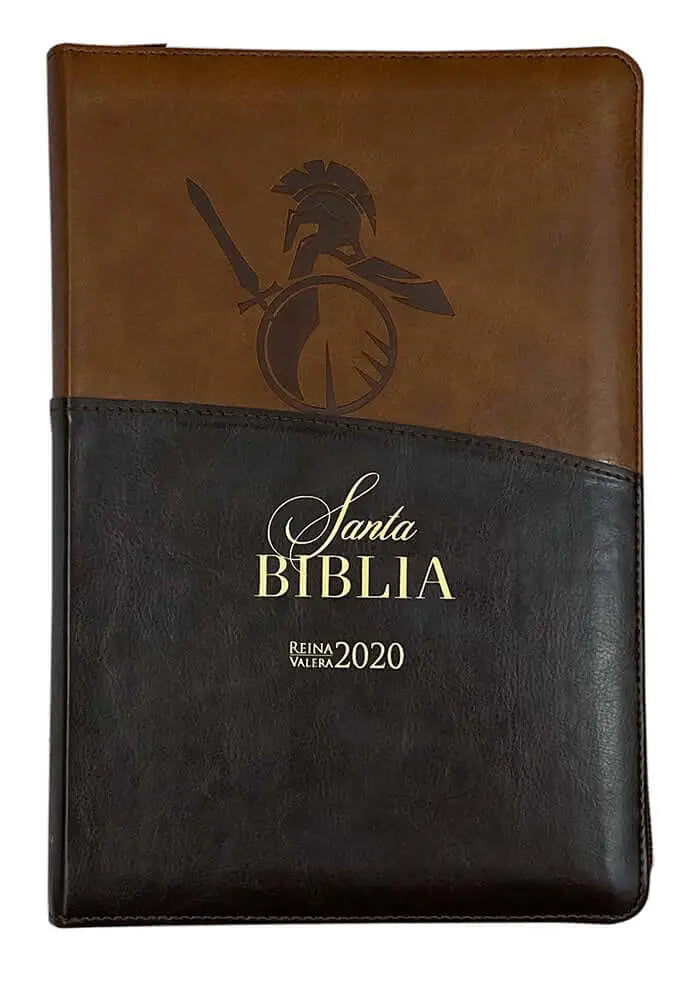 Biblia Reina Valera 2020, tamaño manual, Letra Grande 12 puntos, colección Motivos de fe café soldado cierre