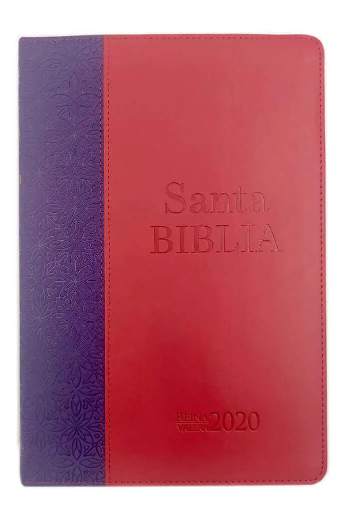 Biblia Reina Valera 2020 ultrafina imitación piel Delicadeza lila/rojo